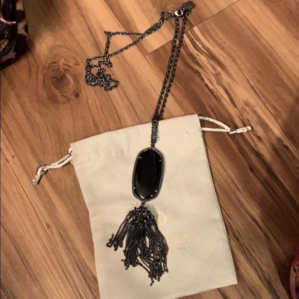 Gunmetal and black stone Kendra rayne necklace